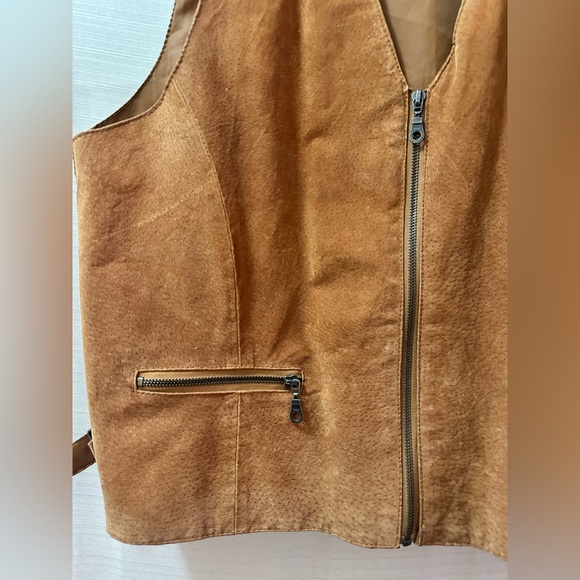 Vintage Ash Creek Leather Vest Brown Zip Front Y2K Biker XL Bohemian Classic - Picture 3 of 7